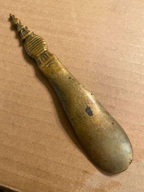 Antique 1880s Brass Decorative Shoe Horn From Belgium
